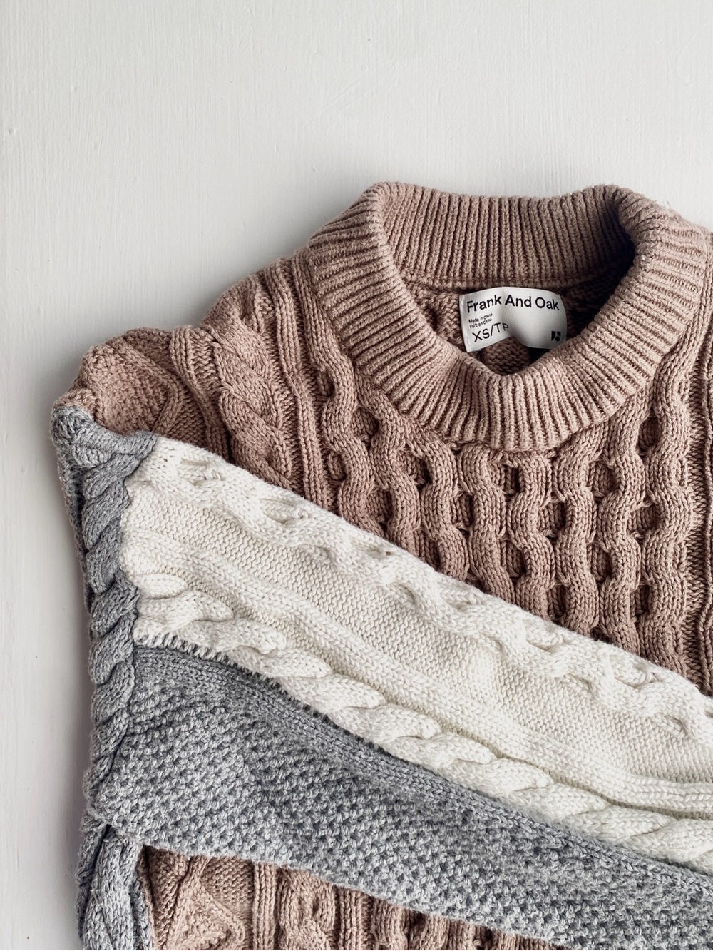 *LIKE NEW* Frank And Oak 100% Organic Cotton Chunky Cable Knit Sweater - Taupe